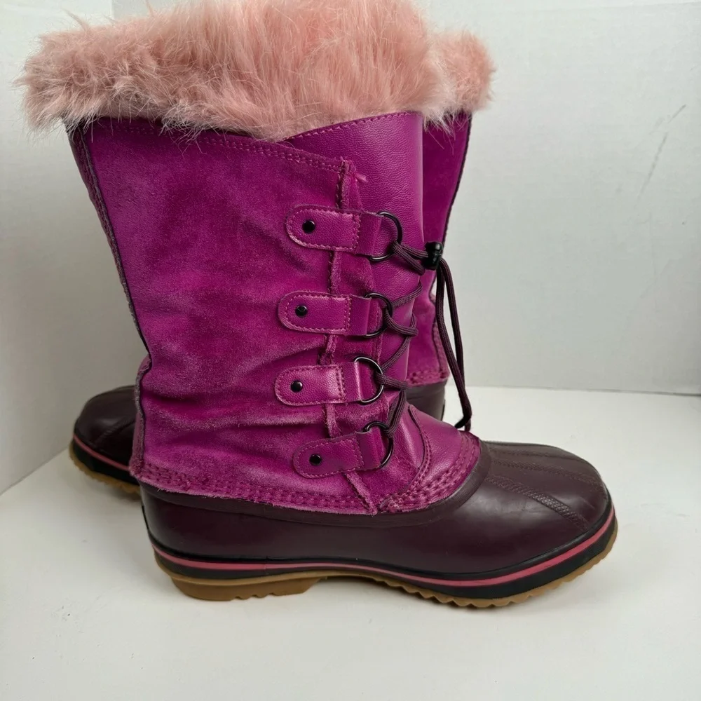 Sorel Women’s Joan Of Artic Pink Purple Suede Waterproof Faux Fur Winter Boots